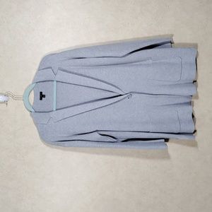 01135 Talbots gray heavy cotton blend blazer style cardigan PXL